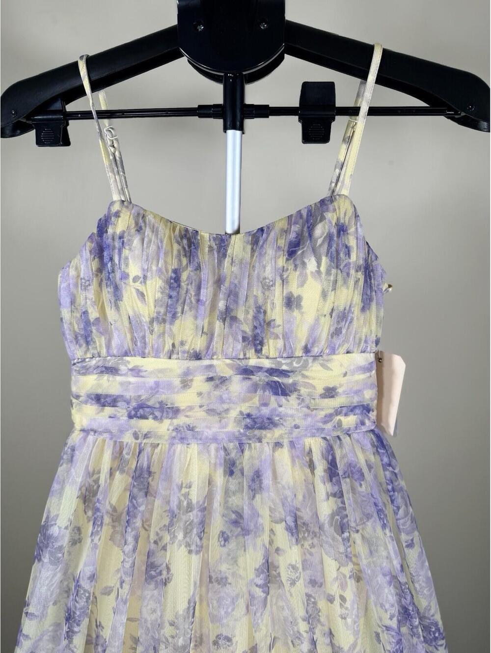 NWT City Studios Juniors' Lavender Floral Tulle Gown Ruffle Hem Size 3/4 - Picture 4 of 12